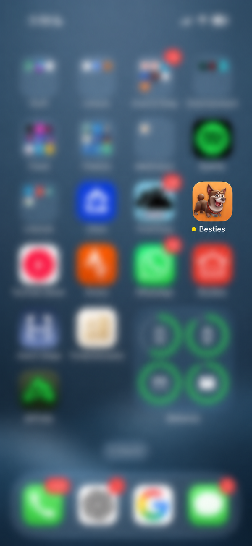The Besties app icon on a privacy-blurred phone screen